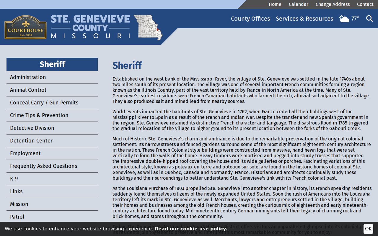 Legacy Ste. Genevieve County Sheriff most wanted address without a reproduced roster